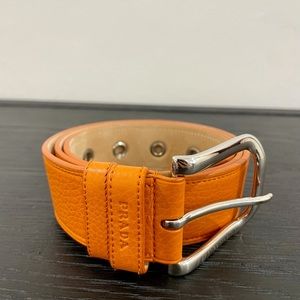 PRADA Orange Leather Belt EUC. Size 85/34.